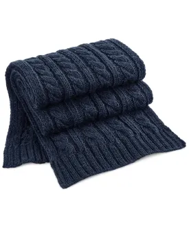 Navy - Cable knit melange scarf