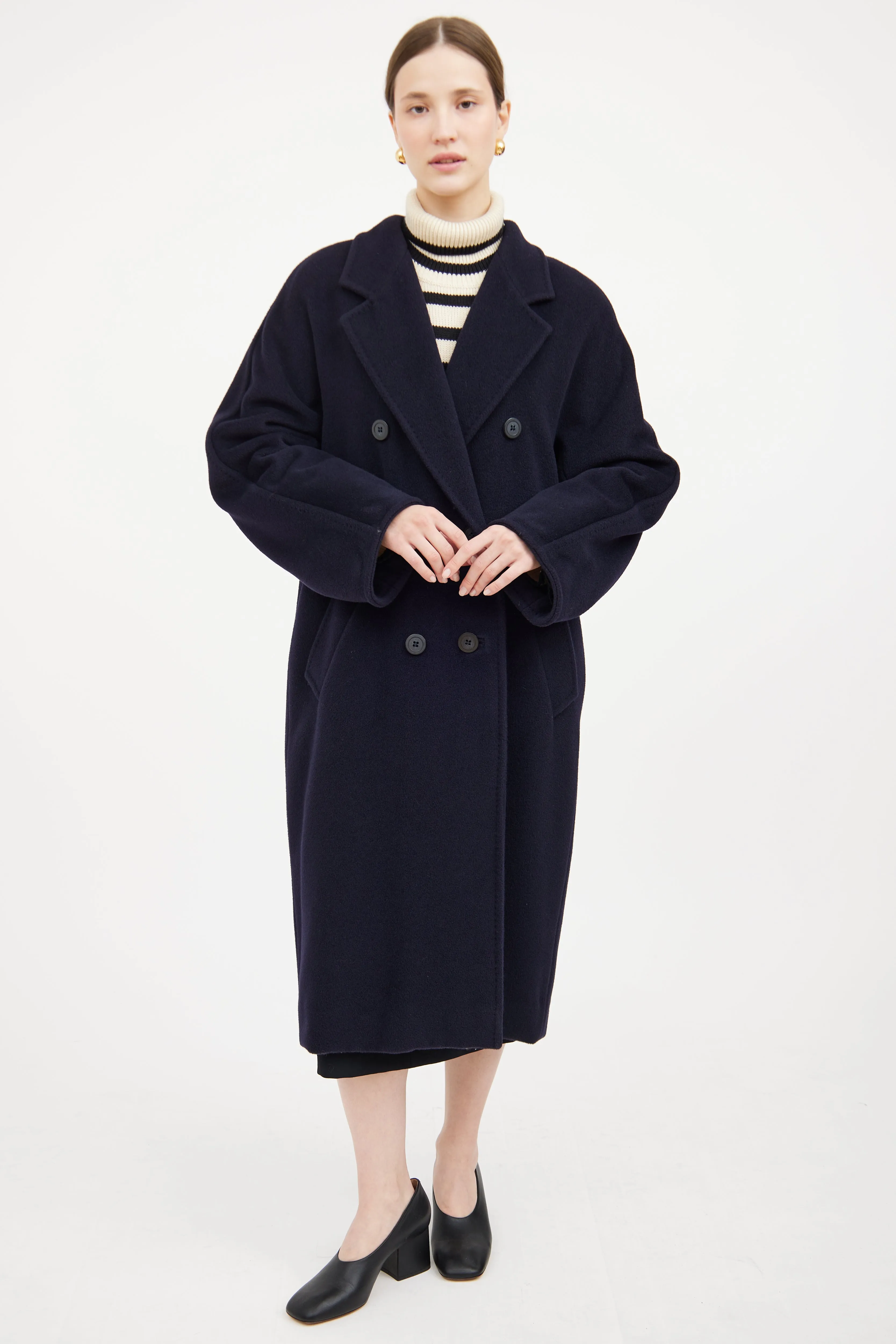 Navy  Double Breasted Coat