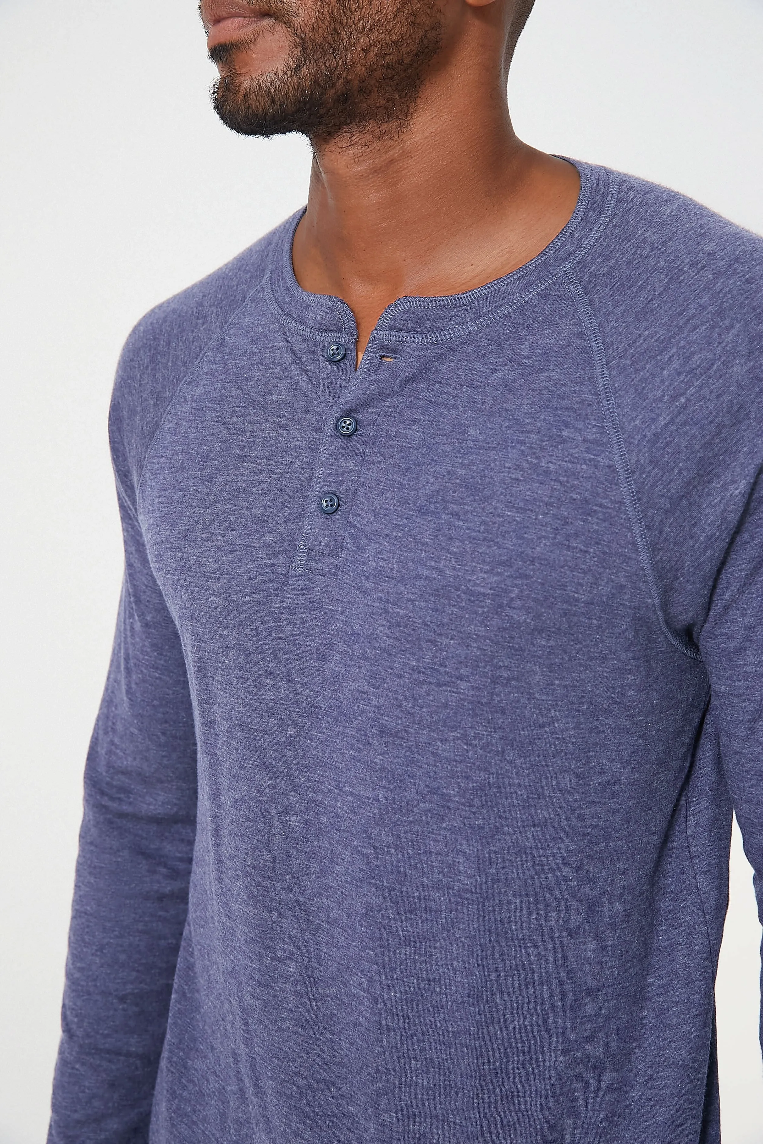 Navy Heather Cloud Long Sleeve Henley