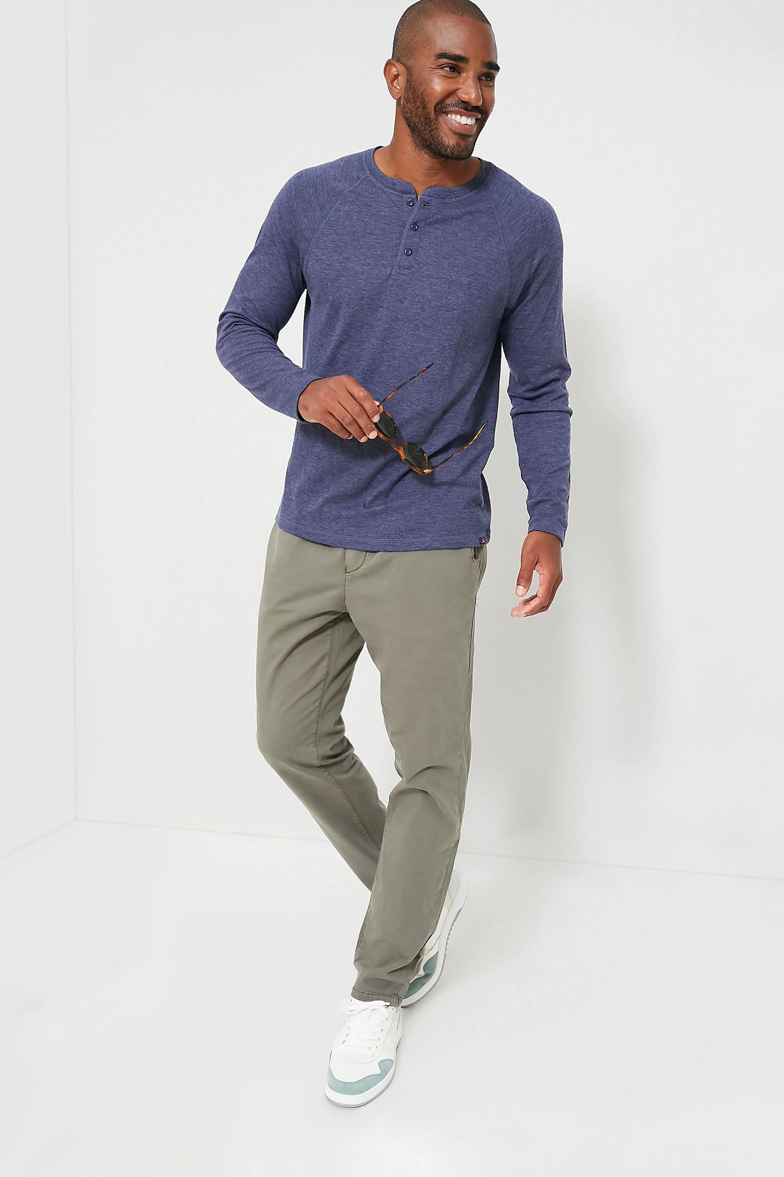 Navy Heather Cloud Long Sleeve Henley