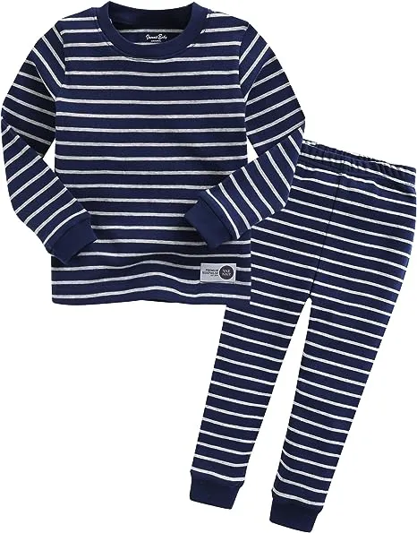 Navy Kids Colorful Striped Pajamas Set