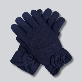 Navy Knit Fleece-Lined Gloves