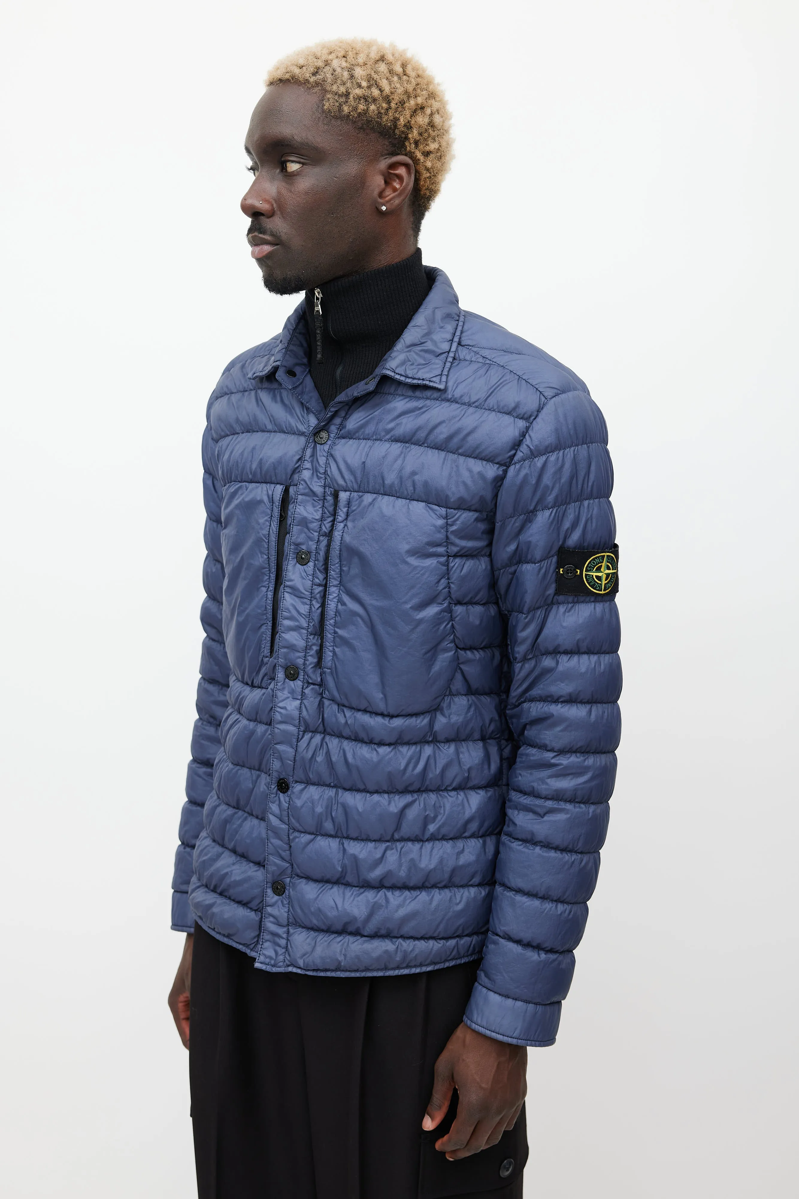 Navy Quilted Down Jacket