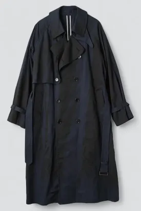 Navy Spray Printed Trench Coat