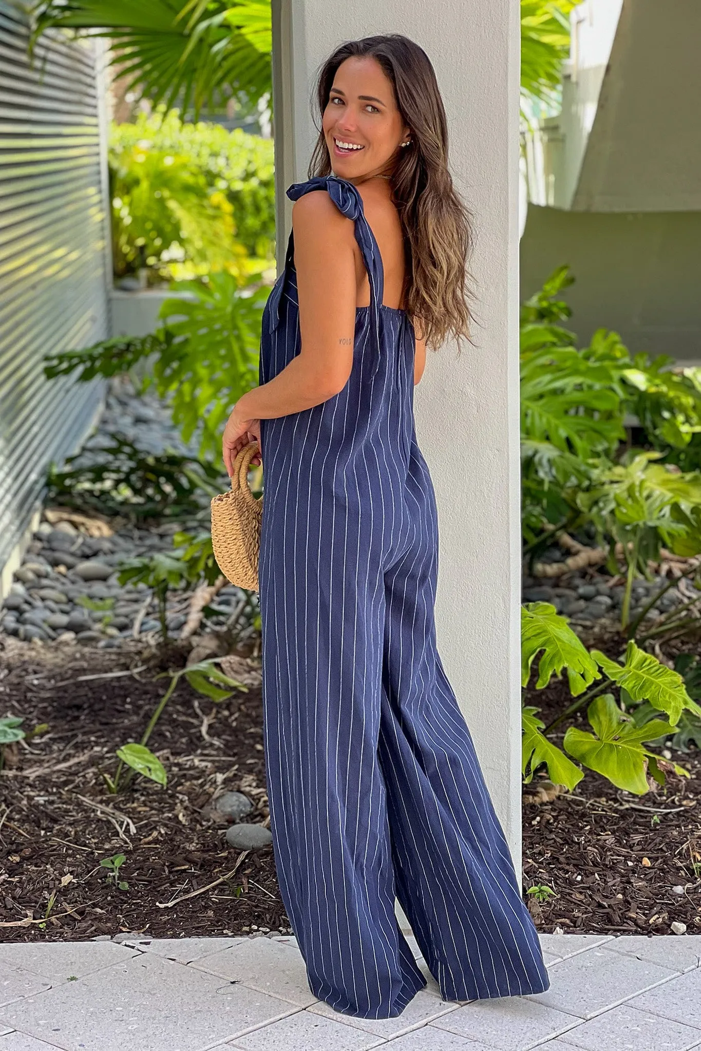 Navy Striped Jumpsuit