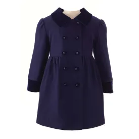 Navy Velvet Trim Skating Coat