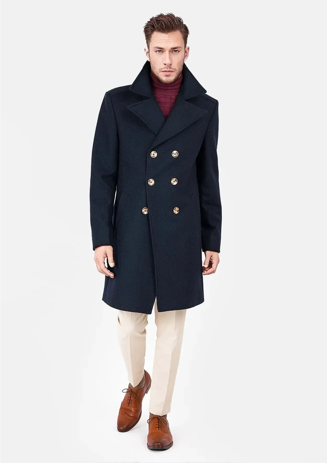 Navy Wool Signature Peacoat