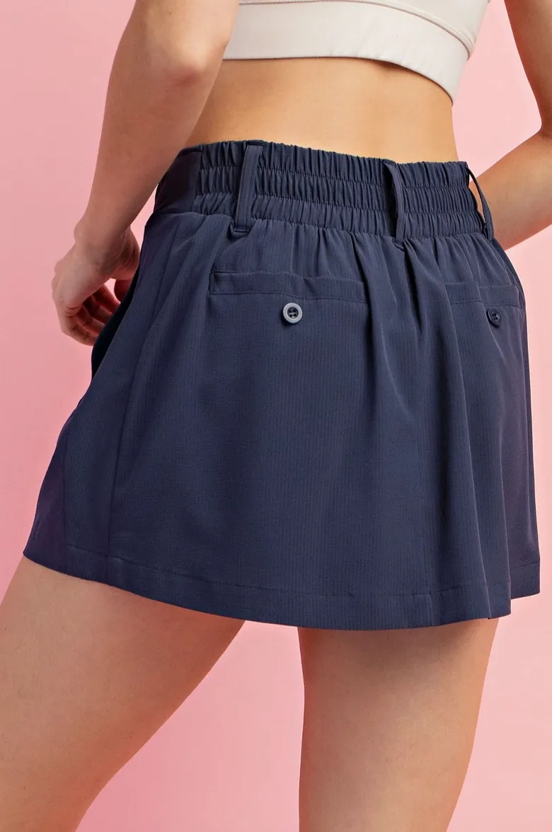 Navy Woven Athletic Skirt