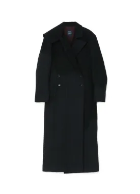 Needle Stripe Double Front Long Coat