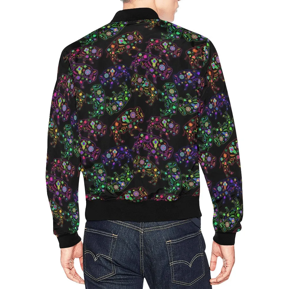 Neon Floral Buffalos Bomber Jacket for Men