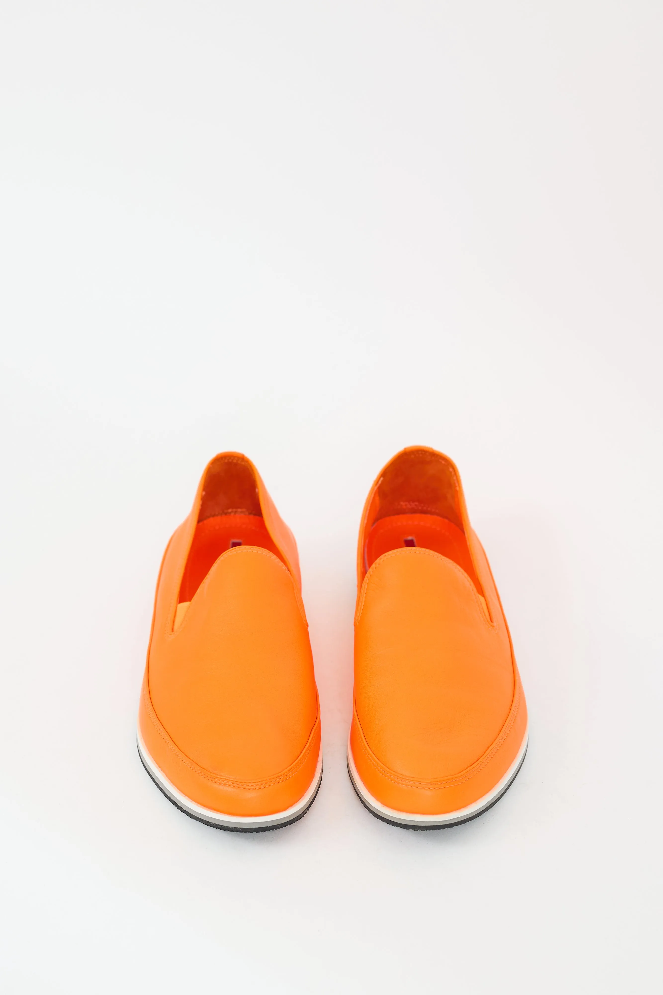 Neon Orange Leather Slip On Sneaker