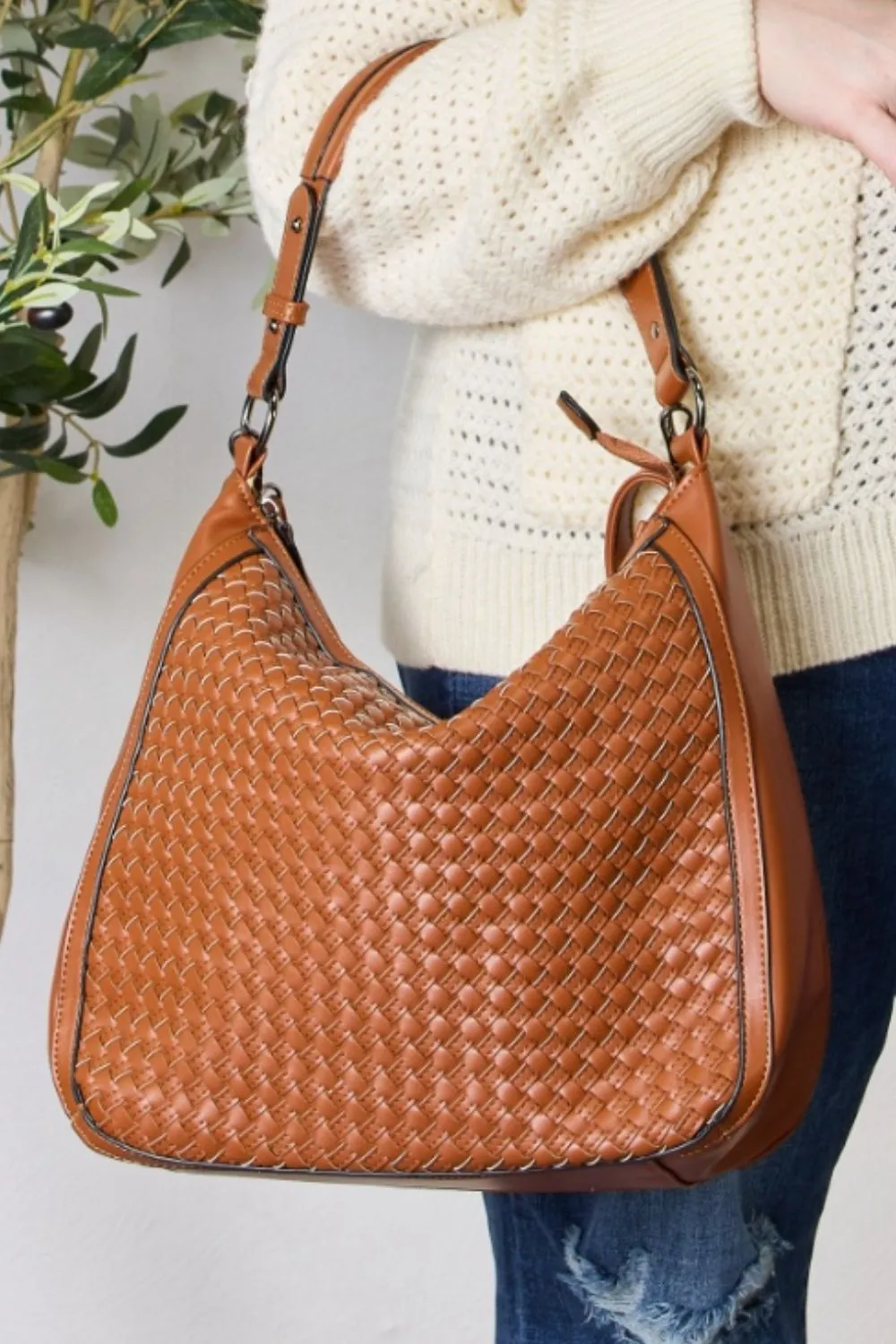 Nevaeh Weaved Vegan Leather Hobo Handbag