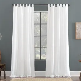 New - 50"x84" Archaeo Light Filtering Linen Cotton Blend Tab Top Curtain Panel White