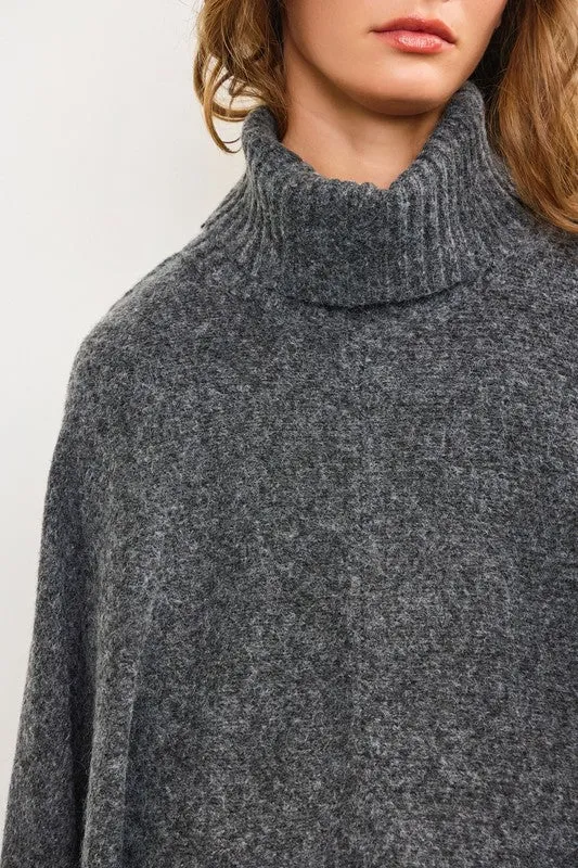 NEW!! Apres Chic Turtleneck Poncho in Charcoal