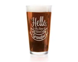 New Dad Grandpa Announcement ONE 16 Oz Pub Glass Personalized Papa, Uncle, Daddy to Be Gift First Birthday Christmas Dad Gift from Baby Wife