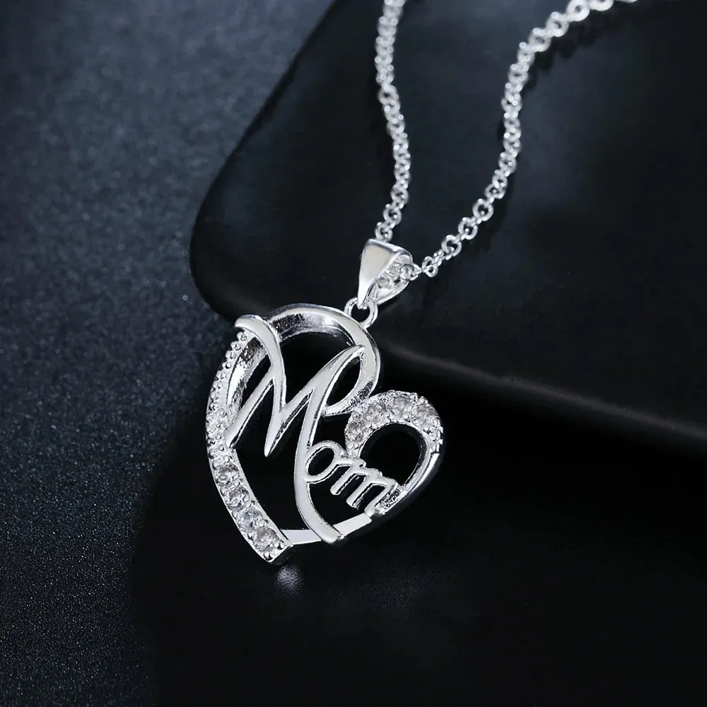 New Fashion 925 Sterling Silver Big Love Heart Pendant Necklace For Women Silver 925 Jewelry Necklace