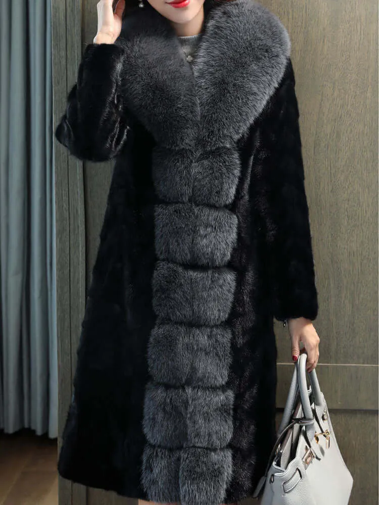 New Fox Fur Collar Mink Women's Coat