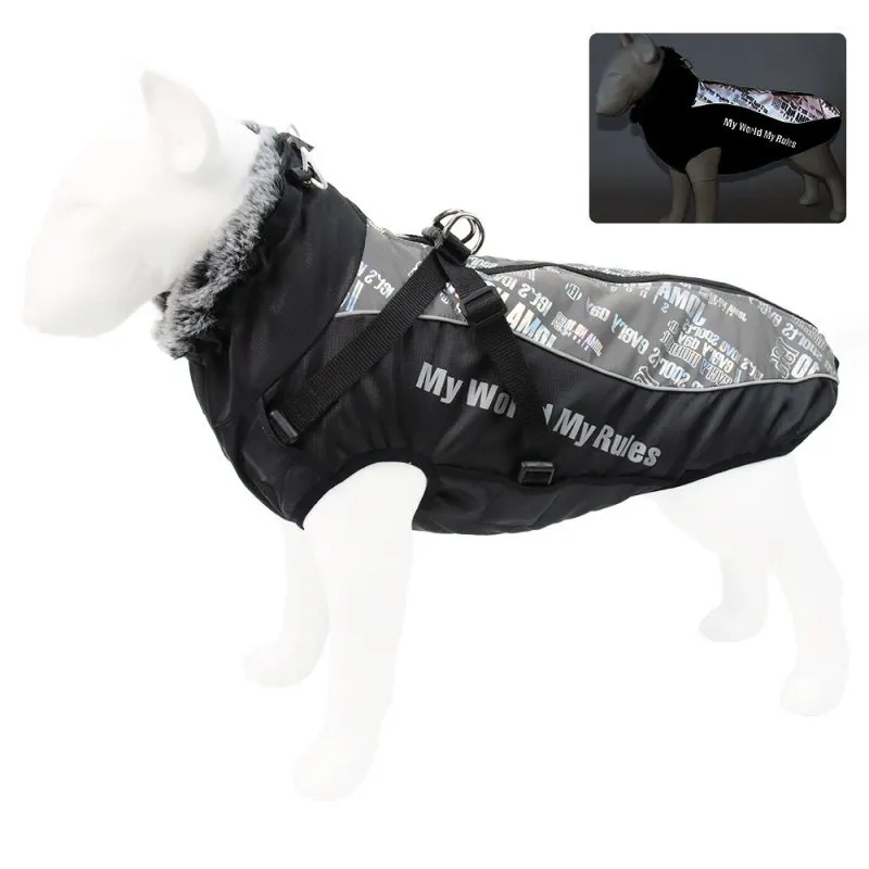 New Large Pet Clothing Warm. Reflective Dog Clothing, Thickened Dog Jacket