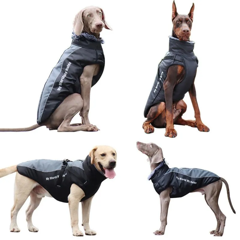 New Large Pet Clothing Warm. Reflective Dog Clothing, Thickened Dog Jacket