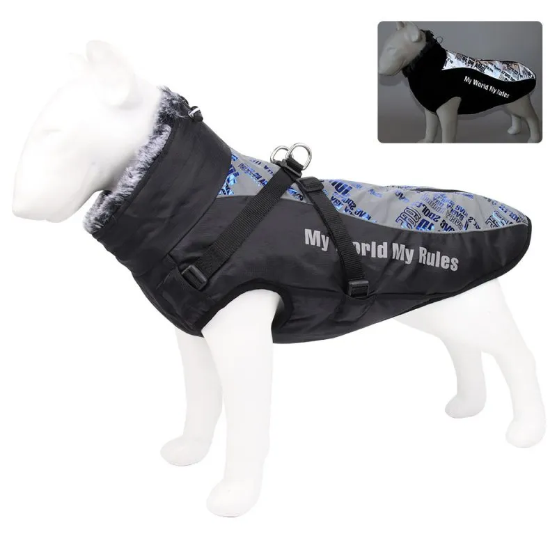 New Large Pet Clothing Warm. Reflective Dog Clothing, Thickened Dog Jacket