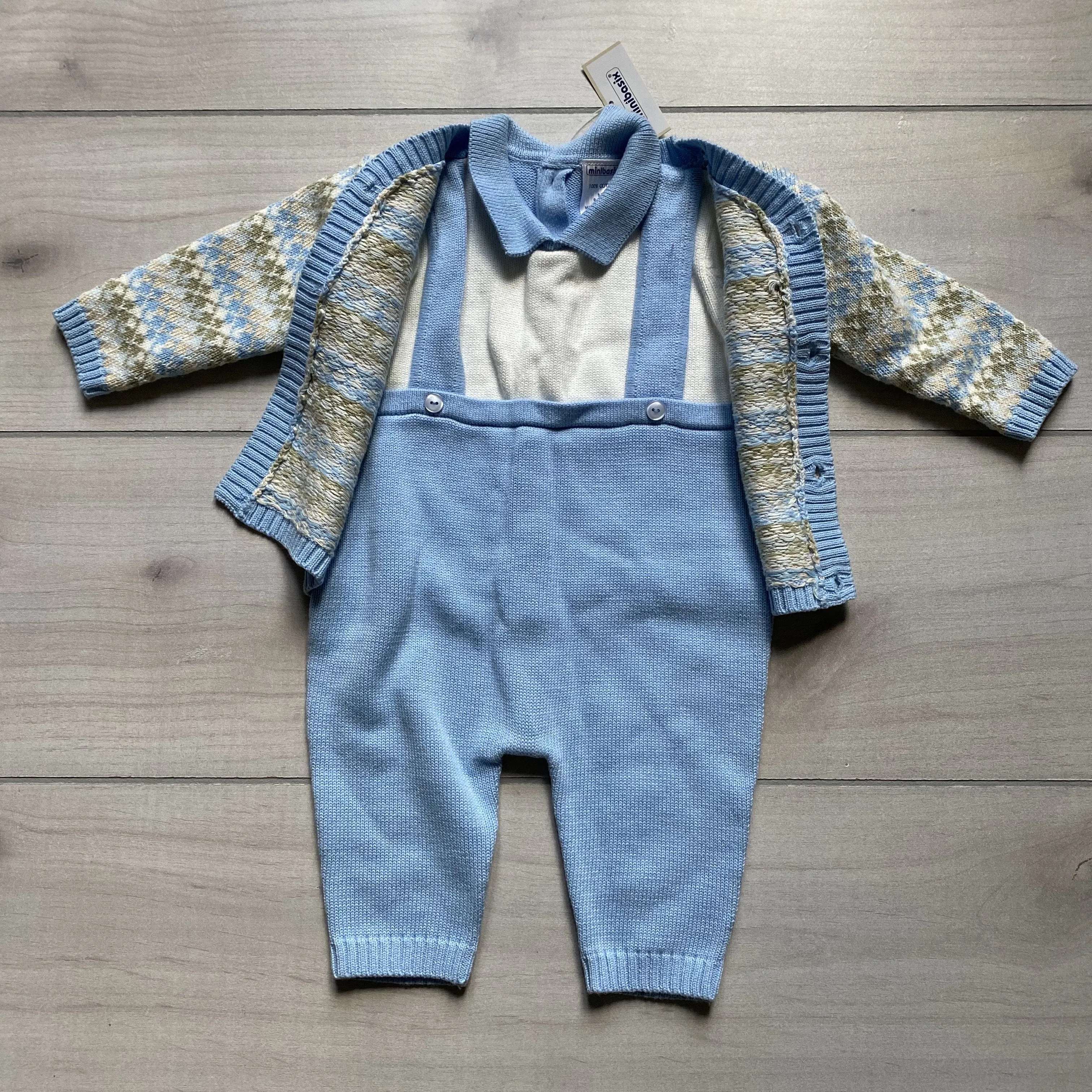 NEW MiniBasix Two Piece Sweater Romper & Argyle Cardigan