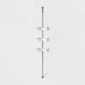 New - Room Essentials Steel L-Shaped Corner Tension Pole Shower Caddy Holds Up to 5lbs