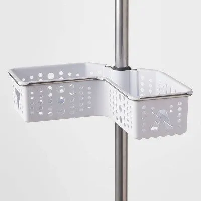 New - Room Essentials Steel L-Shaped Corner Tension Pole Shower Caddy Holds Up to 5lbs