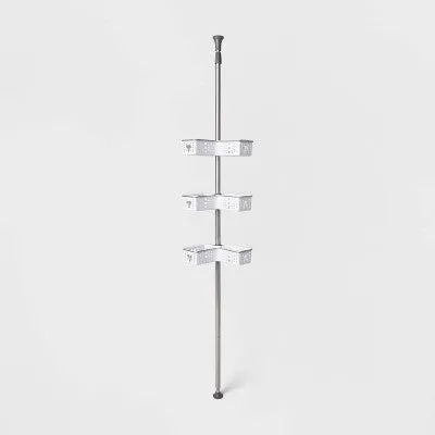 New - Room Essentials Steel L-Shaped Corner Tension Pole Shower Caddy Holds Up to 5lbs