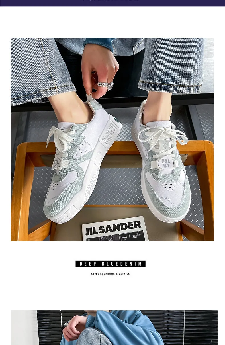 New Style  Denim Canvas Sneakers Men Platform Skateboard Shoes Streetwear Hip Hop Teenager Zapatos Hombre Tenis