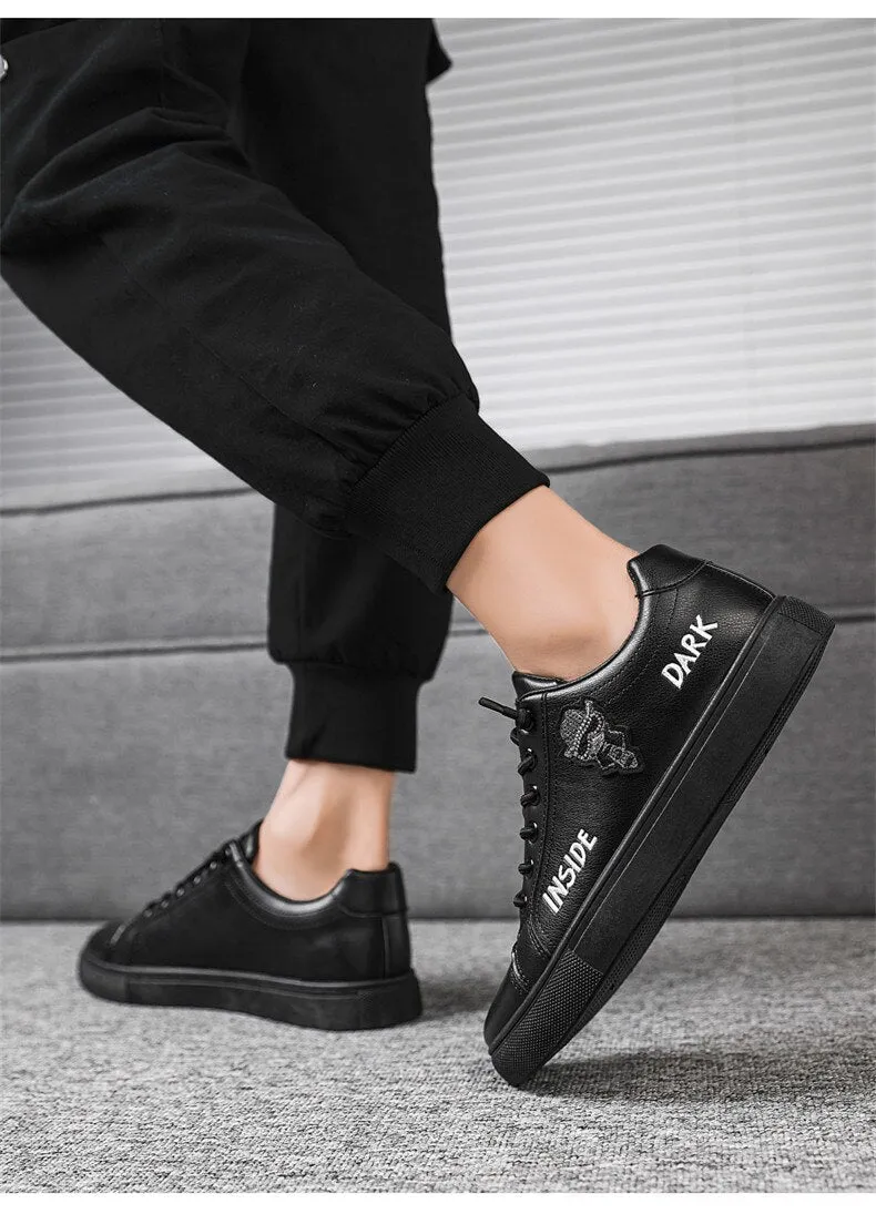 New Stylish Shiny Mens Casual Shoes Original Street Designer Skateboard Shoes Men Black White Mirror Sneakers Zapatillas Hombre