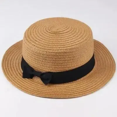 New Summer Parent-Child Bucket Cap Women Sun Visor Bowknot Straw Hat Girls Outdoor Beach Travel Sunshade Wide Cap