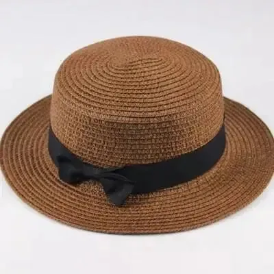 New Summer Parent-Child Bucket Cap Women Sun Visor Bowknot Straw Hat Girls Outdoor Beach Travel Sunshade Wide Cap