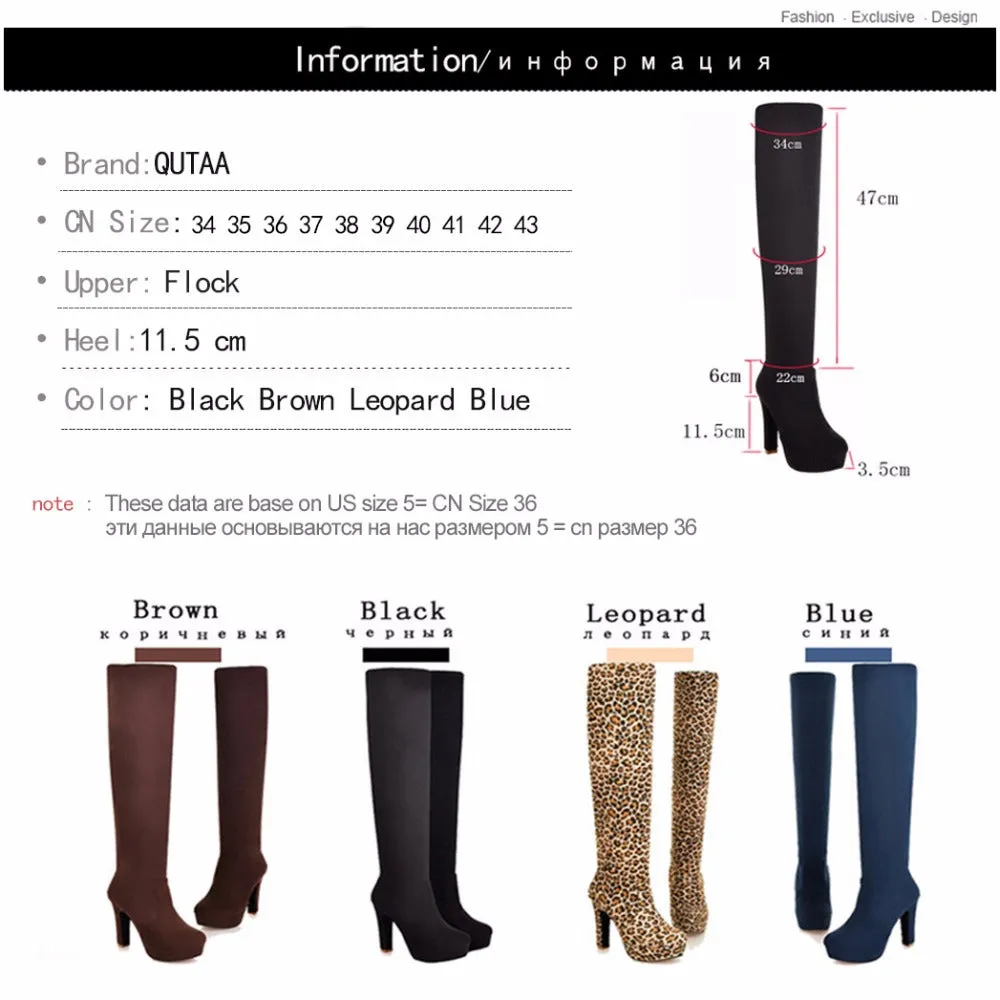 New Women Boots Sexy Fashion Over the Knee Boots Sexy Thin Square Heel Boot Platform Woman Shoes Black size 34-43