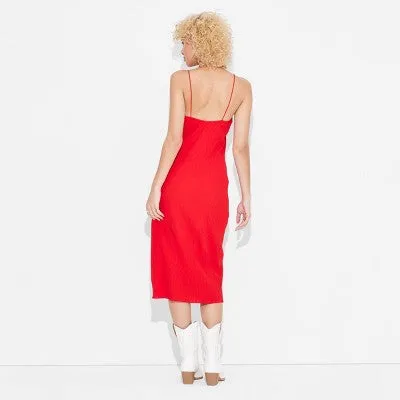 New - Women's Plisse Column Midi A-Line Dress - Wild Fable Red XS