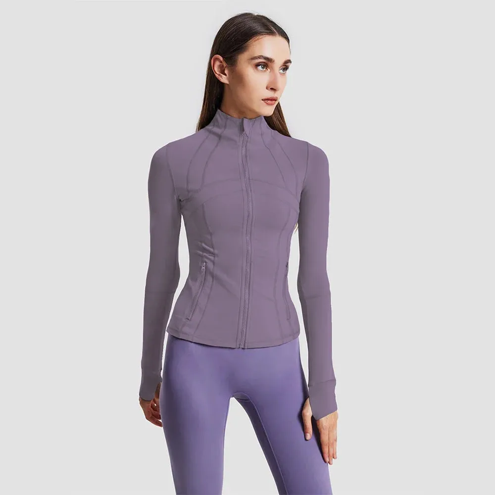 New yoga jacket with zipper, stand-up collar, ideal for fitness training