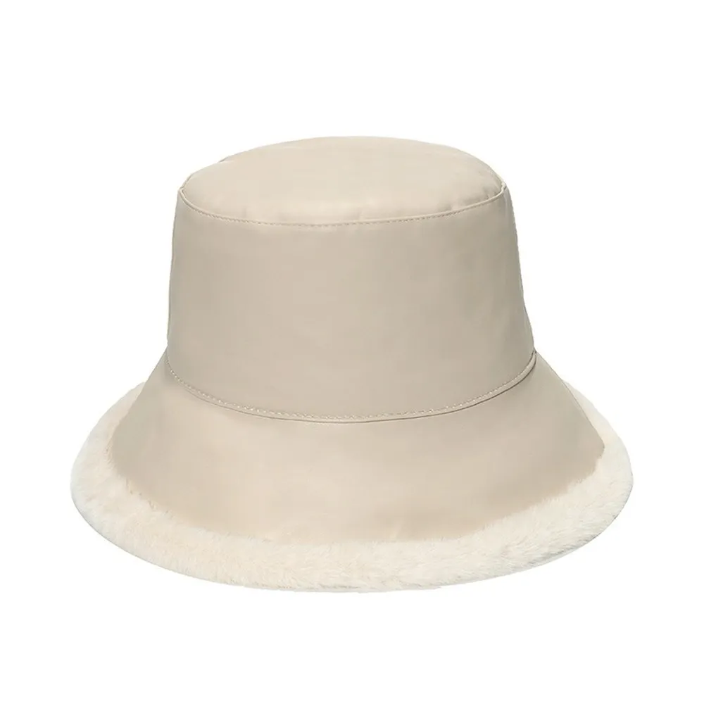 NEWBLOM Winter Leather Warm Fisherman Hat Bucket Hat