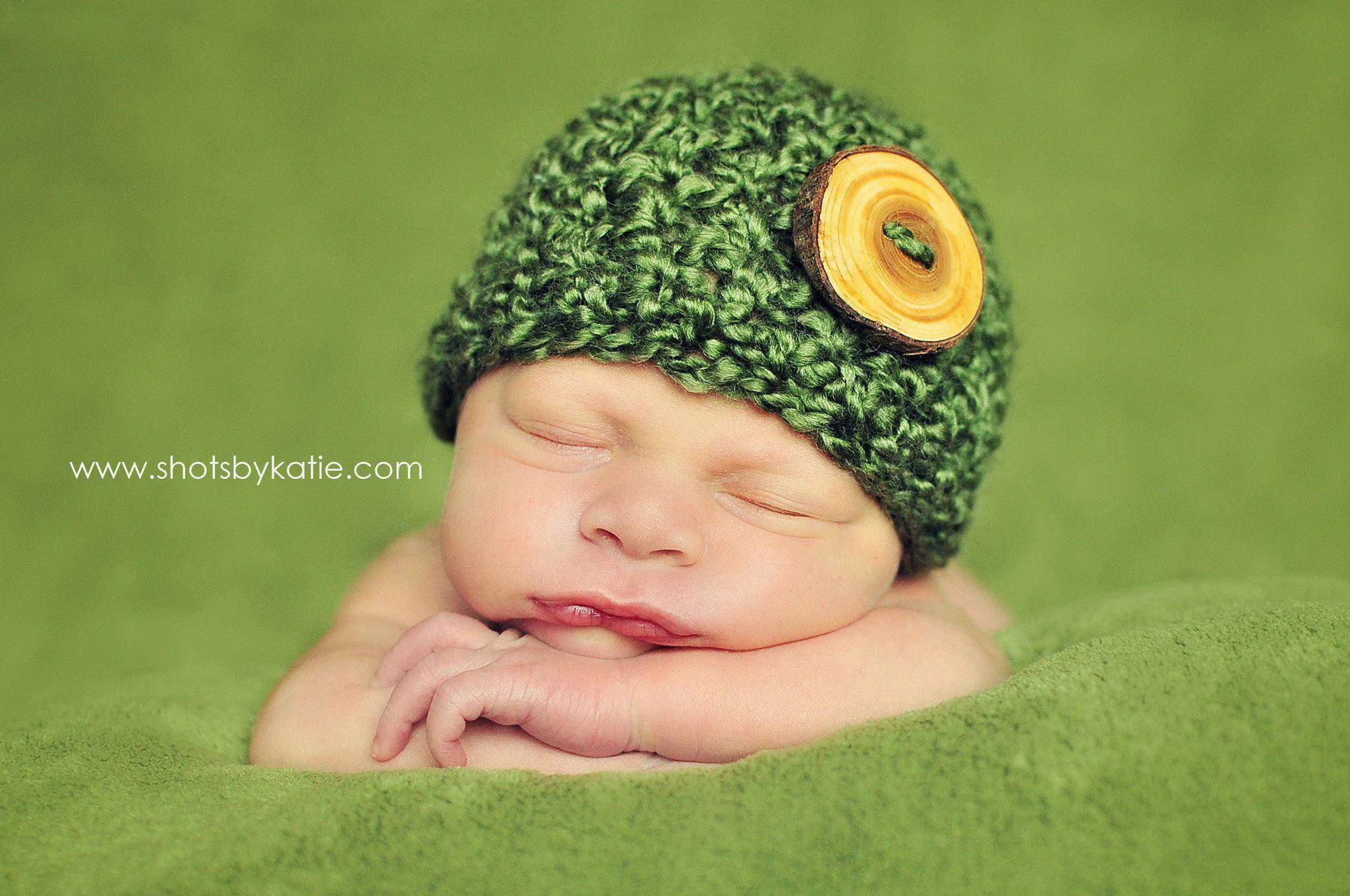 Newborn Baby Beanie Hat Grass Green