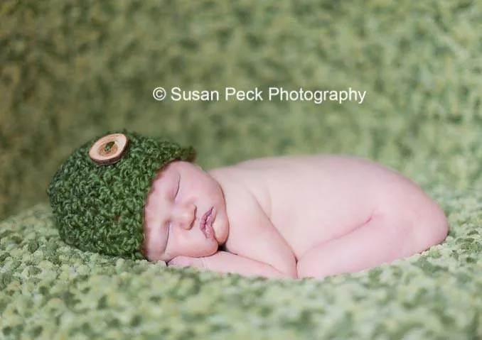 Newborn Baby Beanie Hat Grass Green