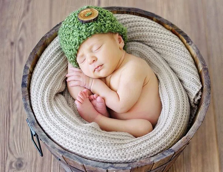 Newborn Baby Beanie Hat Grass Green