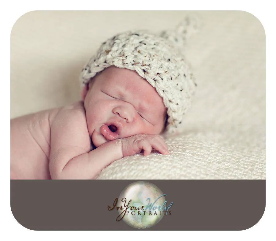 Newborn Baby Knot Hat Beige Tweed