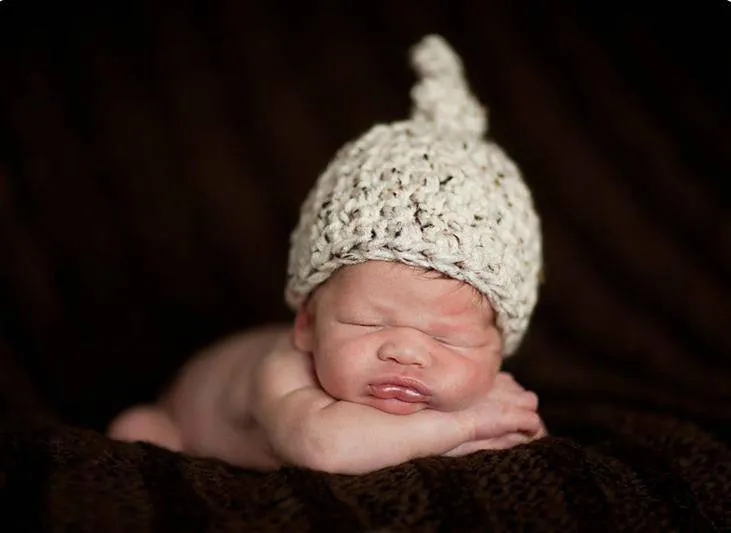 Newborn Baby Knot Hat Beige Tweed