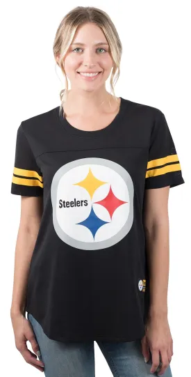 NFL Official Women's Super Soft Mesh Jersey T-Shirt|Pittsburgh Steelers