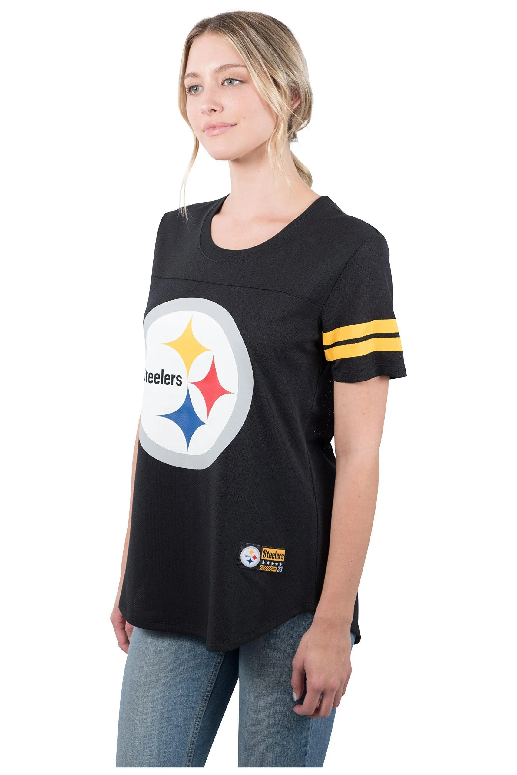 NFL Official Women's Super Soft Mesh Jersey T-Shirt|Pittsburgh Steelers