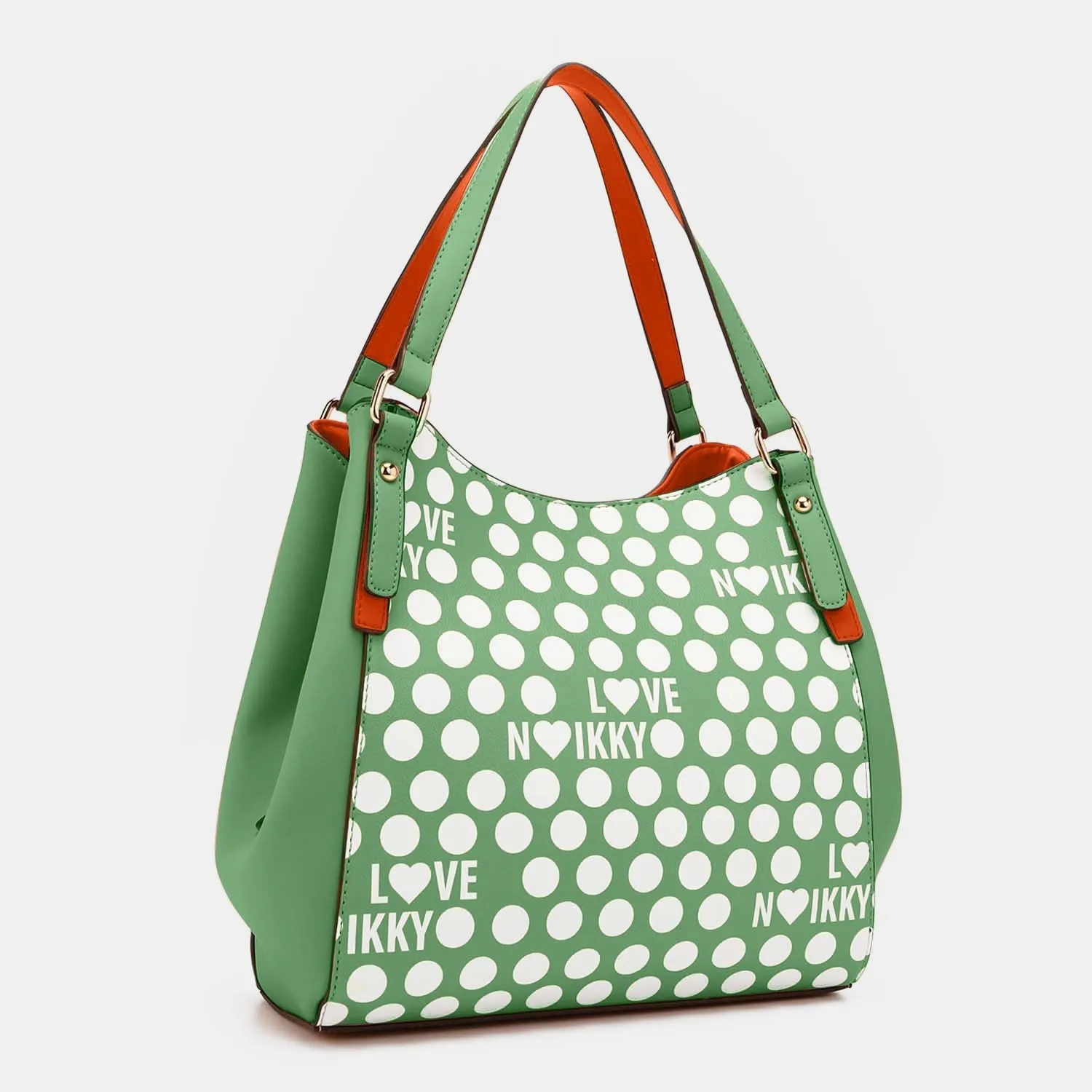 Nicole Lee USA Contrast Polka Dot Handbag