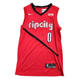 Nike Trail Blazers Rip City Damian Lillard #0 Red Jersey - Size Large