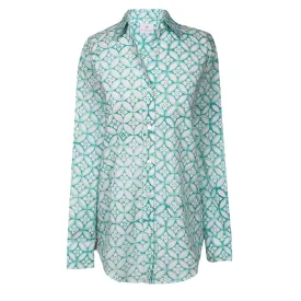 Nina Aqua Women's Button Down Blouse