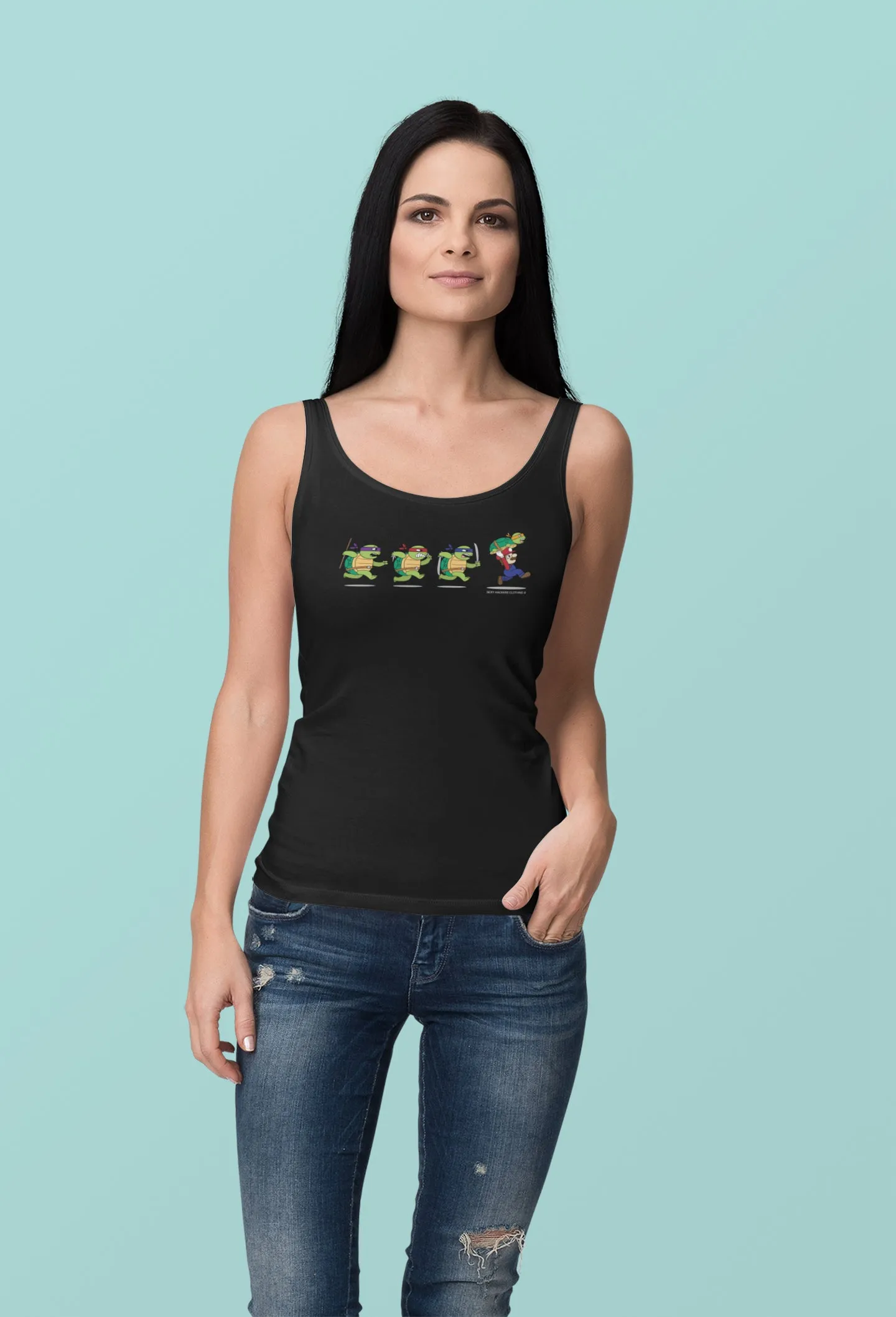 Ninja Turtles and  Mario Women's Racer-back Tank-top