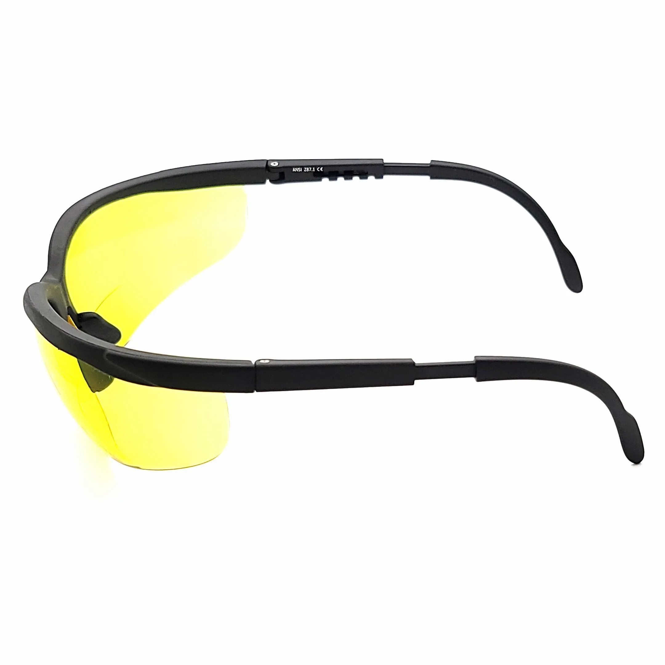 No Sweat Sporty Black Half Frame Bifocal Yellow Lens Safety Glasses For Shooting, Hunting, Golf, Night Driver with Adjustable Temples