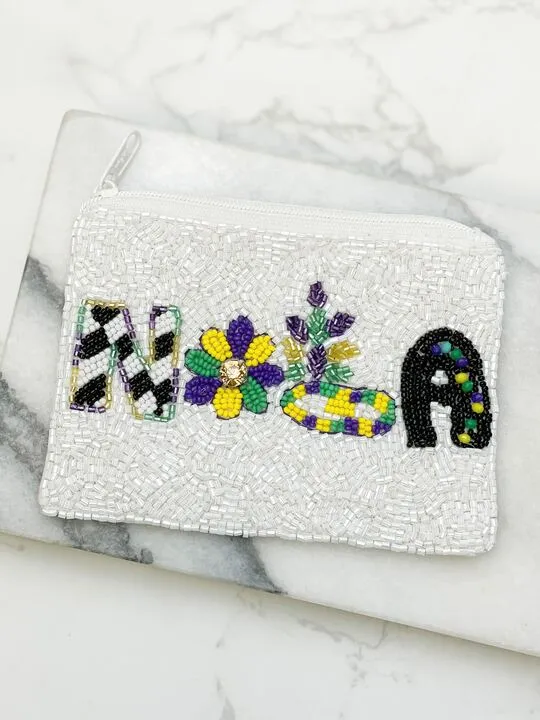 'Nola' Beaded Zip Pouch