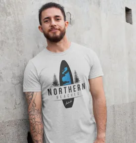 Northern Beaches Surfboard & Norfolk Pines T-Shirt (Grey Marle)